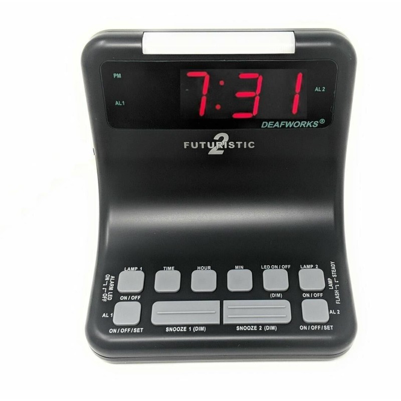 Generic DEAFWORKS Futuristic 2 Dual Alarm Clock with Flashing or