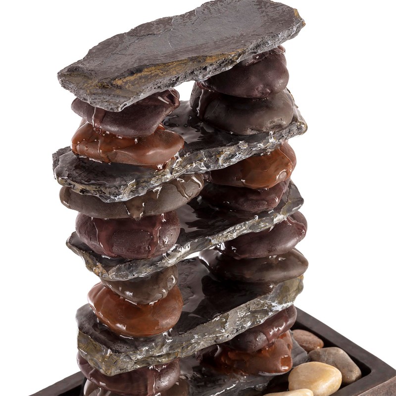 Alpine Corporation TT8002 Indoor/Outdoor Tabletop Stacked Rocks Eternity Fountain, Modern