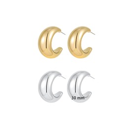Apsvo Extra Large Drop Earring, Oversized Chunky Gold Hoop Earrings for Women Lightweight Hypoallergenic Gold Plated Big Earrings Fashion Jewelry (30 MM Hoop Set)