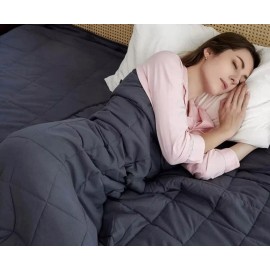 Weighted Blanket (15 Lbs Twin Size) Premium Cotton Glass Beads