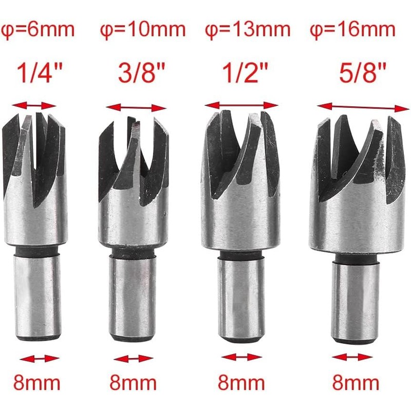 Bestgle 8 Pcs Wood Plug Cutter Cutting Tool Carbon Steel