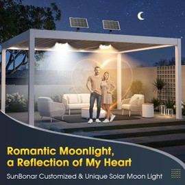 Solar Moon Lights Indoor/Outdoor-Motion Sensor, SunBonar Solar Shed Light with On/Off Switch & Remote, Daytime & Night Dimmable 3200K/4000K/6000K, Brighter Ceiling Lights for Barn Patio Carport Gazebo