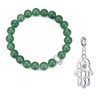 Philip Jones Green Aventurine Gemstone Bracelet with Hamsa Hand Charm