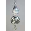 White with Silver Fabric Sphere and Silver Swirl Shell Ceiling