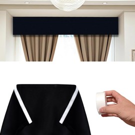 MiToBeLe Top of Curtain Light Blocker - Self Adhesive 100% Blackout Curtains for Windows,Kitchen,Room - Black Small Thermal Lnsulated Drapes (1-Pack,18 Wx51.5L inch-Black)