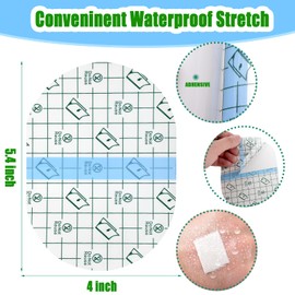 Nuanchu 50 Pcs Transparent Film Dressing Waterproof Wound Bandage Adhesive Patches Aftercare Waterproof Bandages Post Surgical, Second Skin Cover up, Wound Seal, Swimming(3.9 x 5.4 Inch)