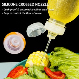 PARBEE 16oz Condiment Squeeze Bottles with Flip Top Lid, 4 Pack Refillable Condiment Containers Ketchup Squeeze Bottles, Leak Proof Dispenser for Syrup Oil BBQ Sauce with Labels & Markers