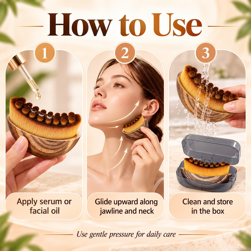 Facial Contour Brush for Face, Chin and Neck with Wool