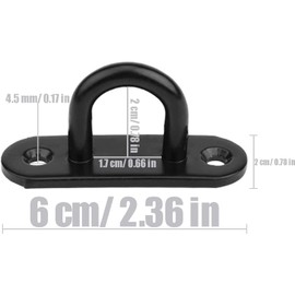 EGGMARCH 4 Set M6 Pad Eye Plate and Carabiner Clips, Stainless Steel Oblong Eye Plate Metal Staple Ring Hook Suspension Ceiling Hooks with Screws and Plastic Plugs for Training Straps,Shade Sails