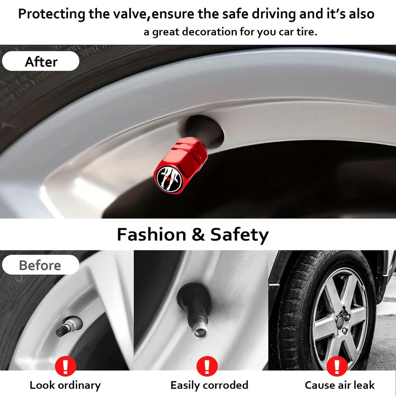 Tire Valve Stem Caps Funny Car Accessories 4-Pack-Aluminum Alloy Rust-Proof