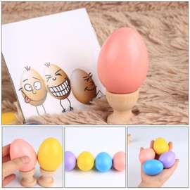 Asphodelia 10PCS Colorful Wooden Eggs,With 4PCS Colour Pens and 1 Pc Egg Tray,Wooden Easter Colorfu Egg DIY Hand Painted Lightweight Craft Eggs for Easter Decorate