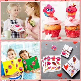 FaCraft 216PCS Valentine's Day Stickers for Kids,Funny Sweet Cupcake Ice Cream Dessert Stickers for Kids Classroom Valentine's Day Party Favor Valentine's Day Reward Gifts for Students from Teacher