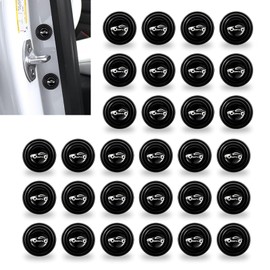 AWGUKA Pack-30 Car Door Shock Absorption Sticker, 1.1" x 0.43" Sports Car Decoration Thickened Silicone Sound Insulation Buffer Pad, Door Side Anti-Collision Protector, Universal for Cars (Black)