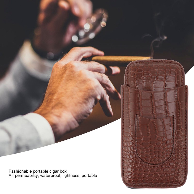 Cigar Holder Case Artificial Leather Portable Durable Elegant 3 Finger