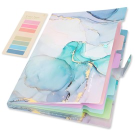 Ddaowanx Expanding File Folder, Letter A4 Size Accordion Plastic File Organizer, 5 Pocket Folders for Documents, Aesthetic Folder with Labels, Paper Organizer for School Office (Blue Marble)