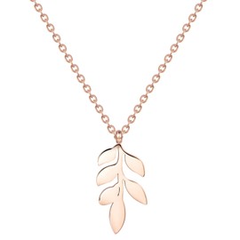 Happiness Boutique Women's Necklace with Leaf Pendant in Rose Gold, Delicate Necklace with Pendant, Stainless Steel Jewellery, Stainless Steel Rose gold plated Stainless steel