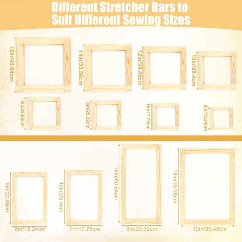 Anglecai 16 Sets Needlepoint Stretcher Bars with 100 Thumb Tacks,