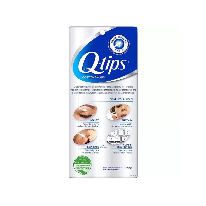 Q-tip 위생 및 미용을 위한 Q-팁 면봉 100 625개(2팩)로 만든
