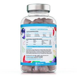 Magnesium Gummies – Kids Formulation, Providing 90mg of Elemental Magnesium from Citrate - 60 Natural Berry Flavour Chewable Yummy Gummies for Muscle and Nerve Support - up to 2 Month Supply - UK