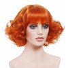 Rugelyss Short Curly Wavy Auburn Copper Red Wig with Bangs