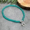 Sea Green Frosted Glass Bead Anklet with Silver Plated Paw