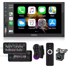Tagital 7" Double 2Din Car Radio Apple/Andriod Carplay BT Car Stereo Touch Screen+Camera
