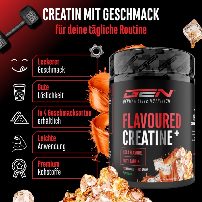 Flavoured Creatine Pulver - 550g - Creatin Monohydrat + L-Taurin
