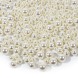 anezus - Cuentas de perlas de marfil, 800 cuentas de perlas sueltas para hacer joyas, manualidades, decoración y relleno de jarrón (varios tamaños)
