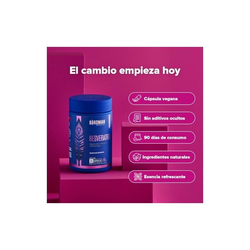 Birdman Resveratrol 300 mg | Antioxidante Natural | Sin Aditivos