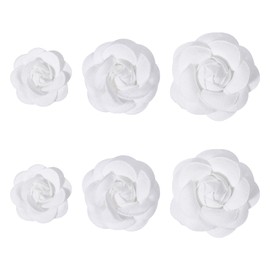 CHGCRAFT 6PCS Flower Shoes Embellishment White Polyester Artificial Decoration for Women Artificial Flower Ornament Accesories Appliques High Heels Pumps Shoe Accessories