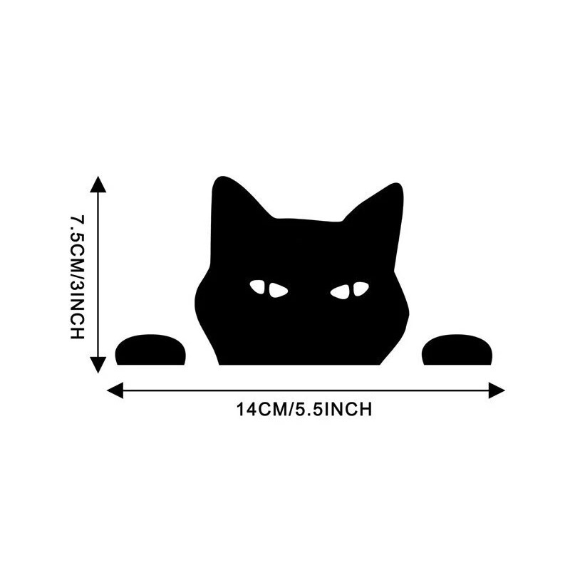 Black Cat Decals 2PCS 5.5'' Cat Peeking Car Stickers Cat