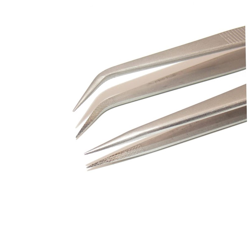 WOONEKY 2Pcs Long Stainless Steel Tweezers Set Non-Slip Professional Pointed