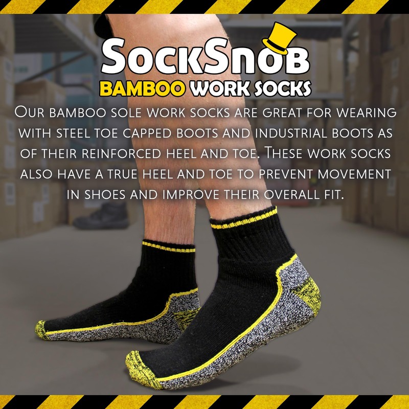 Mens Anti Sweat Heavy Duty Breathable Short Trainer Bamboo Work