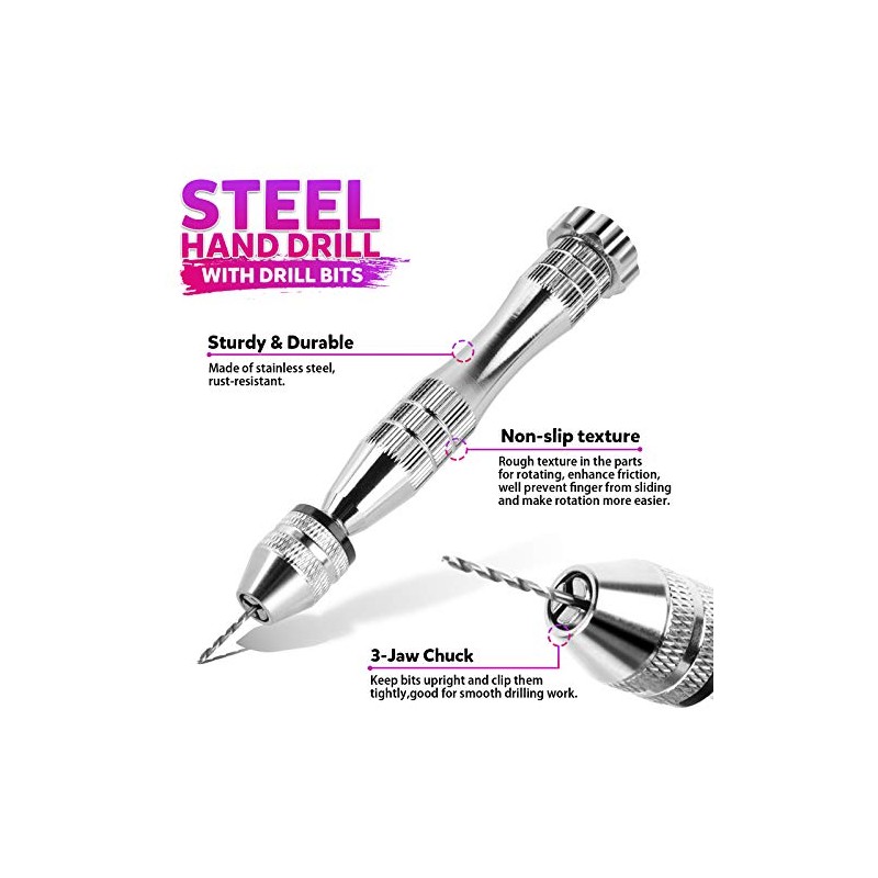 LEOBRO Hand Drill, 222 PCS Pin Vise Hand Drill with