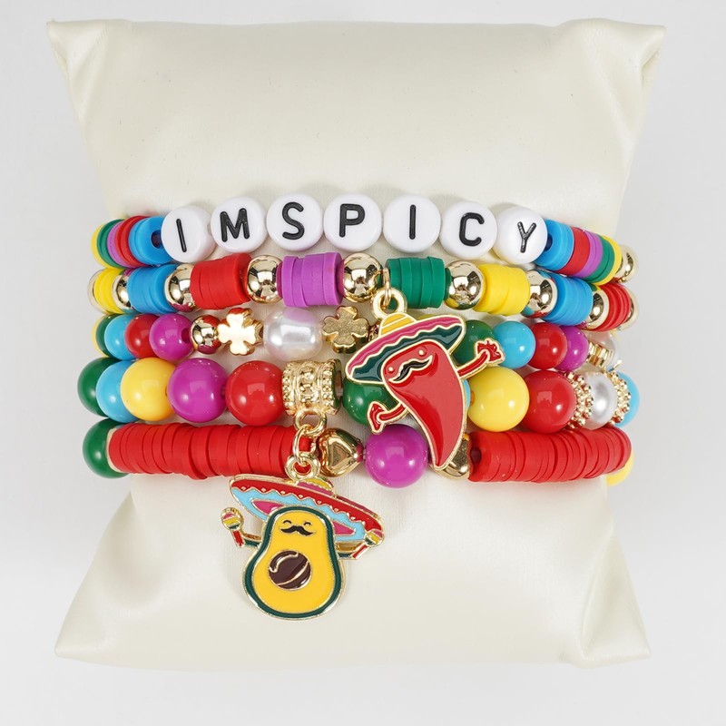 Twinfree Cinco De Mayo Bracelets Stackable Mexican Fiesta Bracelets Colorful