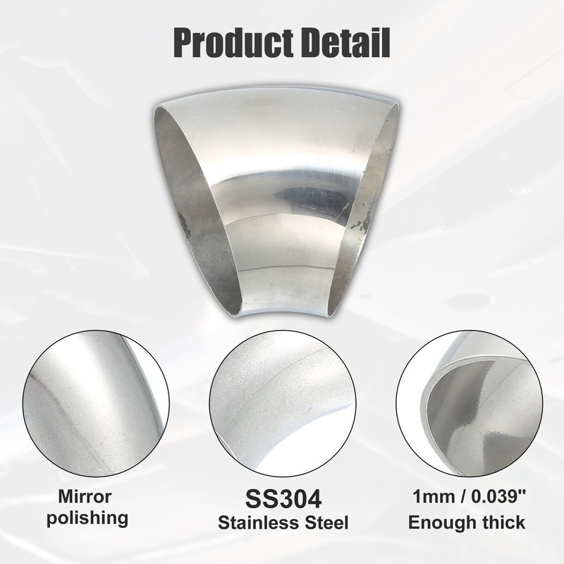 X AUTOHAUX 2pcs 45 Degree Stainless Steel Bend Exhaust Elbow