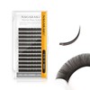 NAGARAKU Double Tips Flat Ellipse Eyelash Extensions Supplies Natural Charcoal Color Faux Mink Super Soft Split Tips Lash Individual Lashes Supplies for Beauty Salon -0.15 C Curl 9mm
