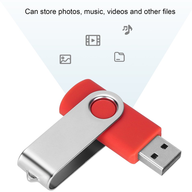 USB Flash Drive Candy Red Rotatable Portable Storage Memory Stick