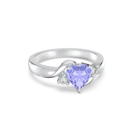 Seiyang Heart Shape June Birthstone Ring 925 Sterling Silver Created Alexandrite Promise Ring Birthday Jewellery Gifts for Women Size L