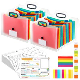 Motipuns School Memory Box K-12 Memory Book Photo Album for Kids, School Years Keepsake Scrapbook from Preschool Through 12th Grade with 13 Pocket for Storage Pictures File Keeper(2 Pcs,White)