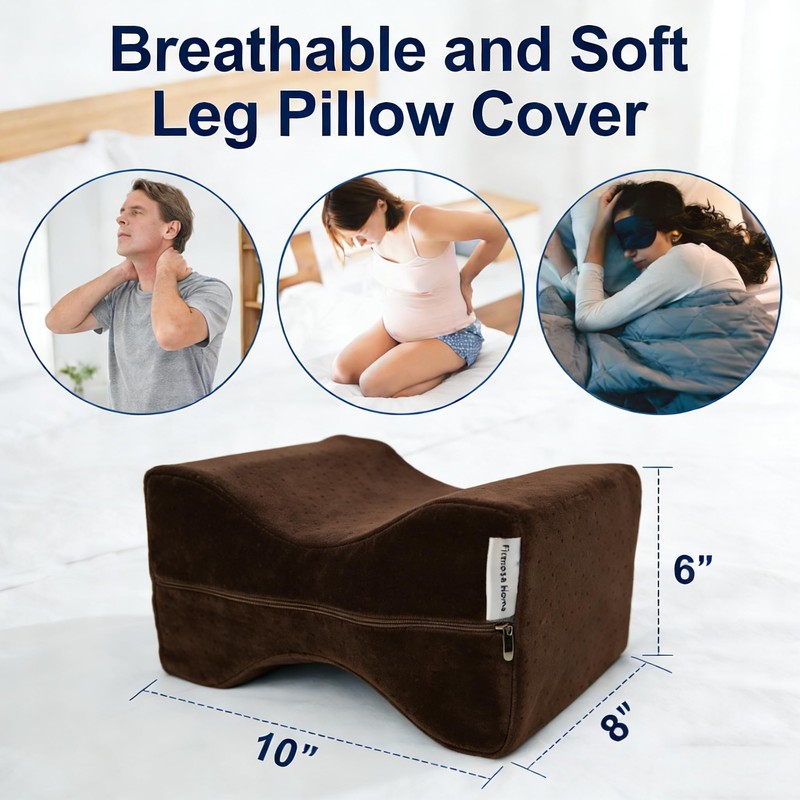 Knee Pillow Cover with Zipper, 10"x8"x6" Replacement Leg Pillow Case