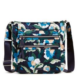 Vera Bradley Women's Performance Twill Triple Zip Hipster Crossbody Purse, Immersed Blooms, One Size