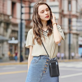 NUOKU Cell Phone Purse Wallet Bag Cellphone Purse Black | Small, Crossbody, for Women, 2 in-1, Detachable, Mini, with RFID Card Slots