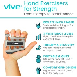 Vive Fortalecedor de dedos (paquete de 3 ) Ejercitador de dedos, equipo de entrenamiento de agarre manual para guitarra, músico, escalada en roca y terapia. Herramienta de ejercicio de agarre. Kit de fortalecimiento muscular del antebrazo
