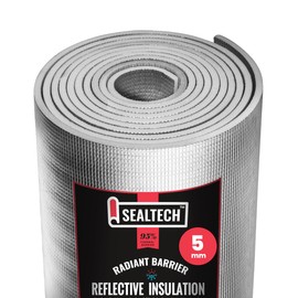 SEALTECH Heavy Duty 5mm Reflective Insulation Roll - Premium Foam Core Radiant Barrier for Energy Conservation -Commercial Grade Soundproofing Thermal Shield for Indoor and Outdoor Use (8" X 125')