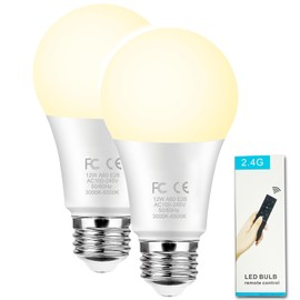 GRV 12W A60 Smart Light Bulb with a 2.4GHz Remote Control,Color Changing Led Bulb,Stepless Dimmable 3000-6500K,100W Incandescent Lamp Equivalent,1000LM CRI>80,E26 Base,Home Decor,2 Bulb & Remote