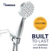 HammerHead Showers® Solid Metal 3-Spray Handheld Shower Head with Long