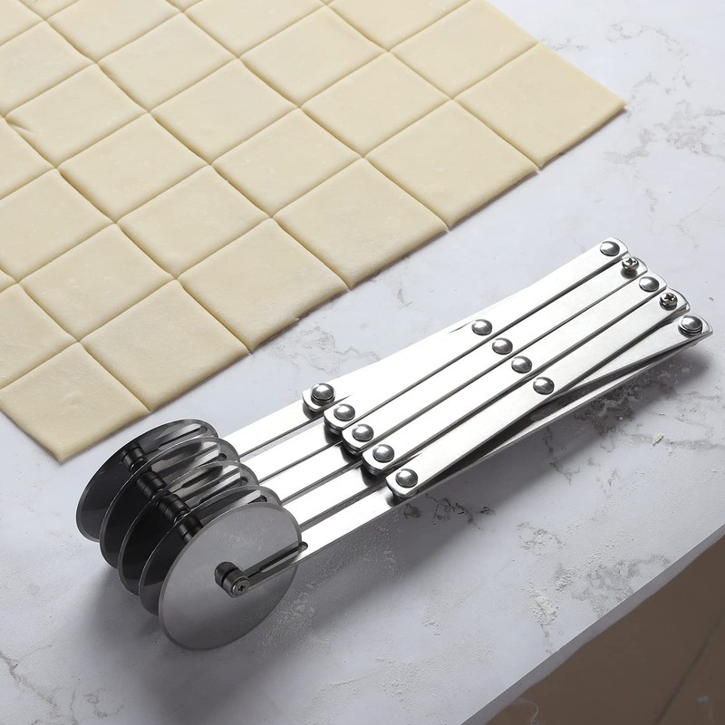 5-Wheel Stainless Steel Pastry Cutter - Expandable Pasta Roller for