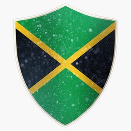 HOF Trading Jamaica Flag Shield Vinyl Sticker Waterproof Decal Laptop Wall Window Bumper Sticker 5"