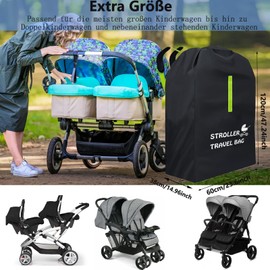 LELEWANGLUO Transport Bag Pushchair Robust Gate Check Travel Bag Waterproof Pram Cover Protective Case Stroller Bag Aeroplane Buggy Bag with Shoulder Strap, black, simplicity